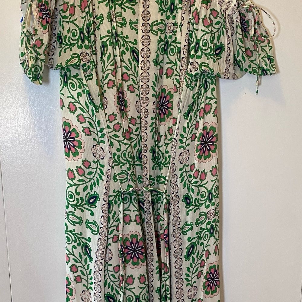 Tory Burch Asilomar Garden Party Asilomar Floral Dress White Purple Green 10 - Picture 8 of 13
